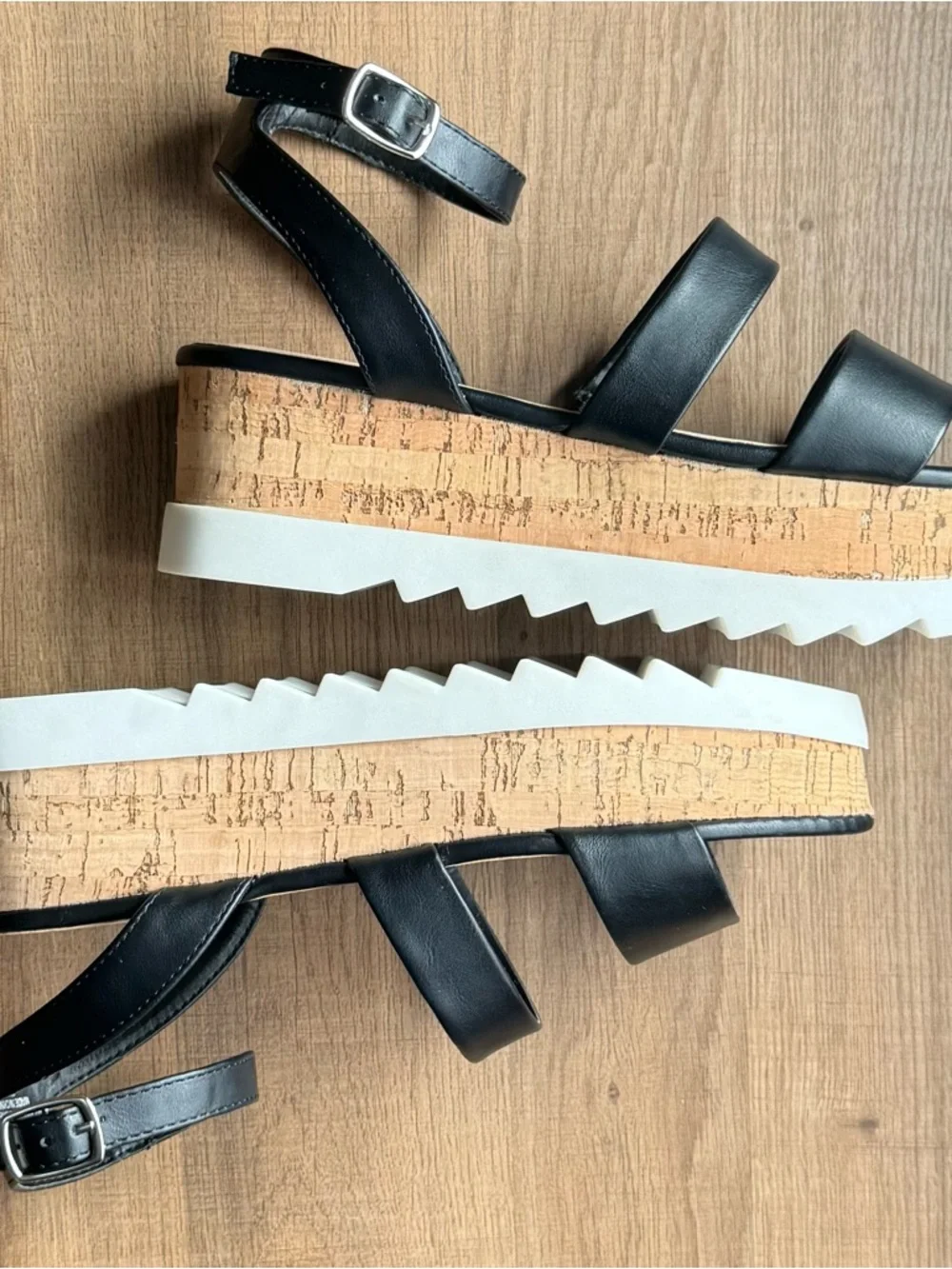 🧸 Madden Girl | NWOT • Steadyy Black Cork Platform Sandals with Ankle Strap